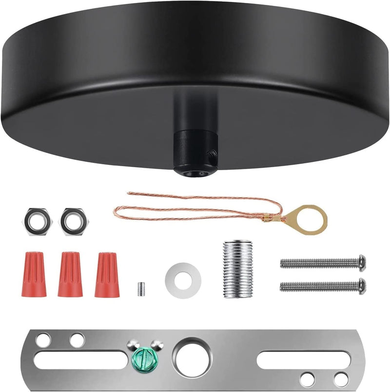 Adcssynd Chandelier Canopy, 5 Inches Steel Light Canopy Kit, Universal Ceiling Light Plate with All Mounting Hardware, Black Canopy Kit for Chandelier or Pendant Light, Light Fixture Cover Plate