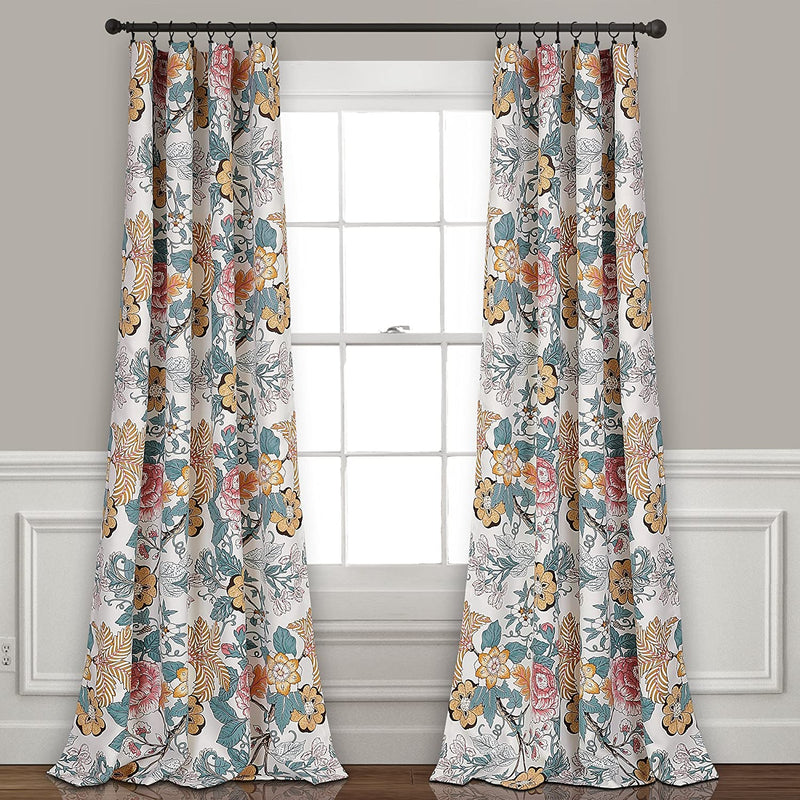 Lush Decor Sydney Curtains | Floral Garden Room Darkening Window Panel Set for Living, Dining, Bedroom (Pair), 84” X 52”, Blue and Yellow, L, Blue & Yellow Sporting Goods > Outdoor Recreation > Fishing > Fishing Rods Triangle Home Fashions Blue & Yellow 84"L Panel Pair 