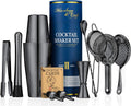 Mixology & Craft Cocktail Shaker Set - 11-Piece Bar Accessories Kit W/ Weighted Boston Shaker, Strainer, Jigger, Muddler and More - Home Bartending Tools, Accessories for Bartender, Silver﻿ Home & Garden > Kitchen & Dining > Barware Mixology & Craft Black  