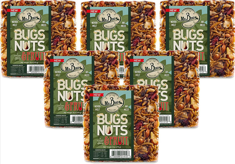 Mr. Bird 6-Pack Bugs, Nuts, & Fruit Small Wild Bird Seed Cake 6 Oz. Animals & Pet Supplies > Pet Supplies > Bird Supplies > Bird Food Mr. Bird 6  