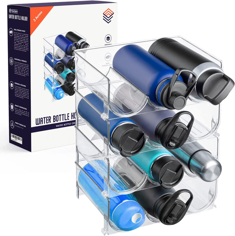 Clearspace Water Bottle Organizer – Perfect as a Pantry Organizer and Cabinet Organizer –Water Bottle Holder for Home Organization and Storage, Kitchen Countertop Organization Home & Garden > Decor > Decorative Jars CLEARSPACE 4 Pack  