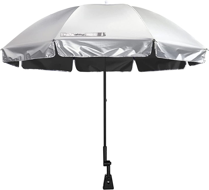 Prospo Beach Chair Umbrella with Universal Adjustable Clamp, UV Protection Sunshade Umbrella for Outdoor, Strollers, Wheelchairs, Patio Chairs, Bleacher, and Golf Carts Home & Garden > Decor > Picture Frames Prospo Black/Silver  