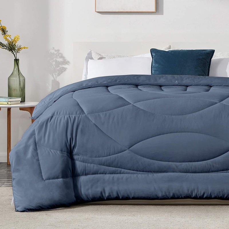 SLEEP ZONE Reversible Twin Cooling Comforter, Super Soft Bedding Duvet down Alternative Comforter for All Seasons, a Side Burgundy + B Side Grey Home & Garden > Linens & Bedding > Bedding > Quilts & Comforters SLEEP ZONE Flint Stone Blue Twin (68 x 88 inch) 