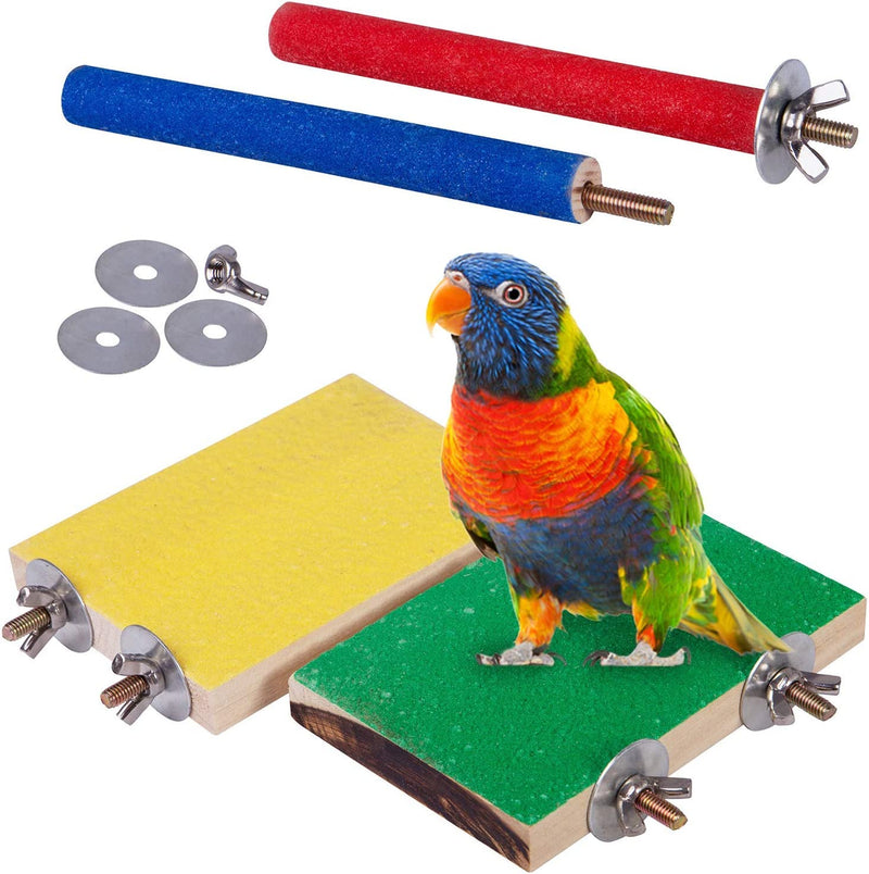 Petsvv 4 PCS Bird Perch Stand Toy, Wood Parrot Perch Stand Platform Paw Grinding Stick, Cage Accessories Exercise Toys Budgies Parakeet Cockatiel Conure Hamster Gerbil Rat Mouse Animals & Pet Supplies > Pet Supplies > Bird Supplies > Bird Cages & Stands Petsvv   