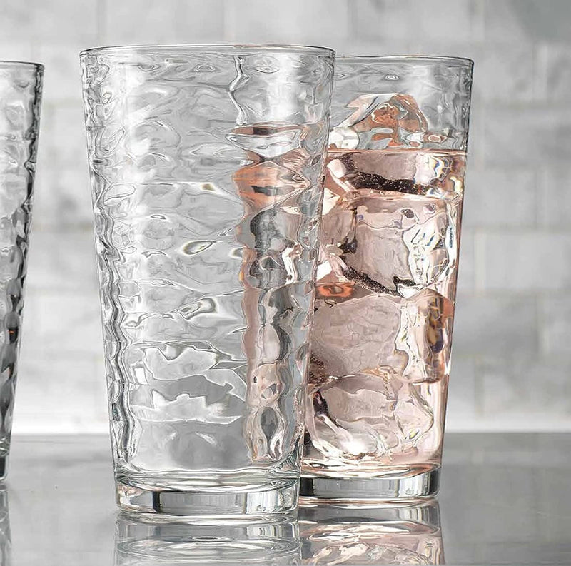 Drinking Glasses Set of 4 Highball Glass Cups by Glavers, Premium Glass Quality Coolers 17 Oz. Glassware. Ideal for Water, Juice, Cocktails, and Iced Tea. Dishwasher Safe.