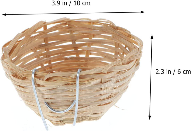 POPETPOP 3Pcs Natural Bamboo Handmade Bird Nest with Hook - Bird House for Resting Feeding Breeding - Bird Cage Accessories for Parakeets Parrots and Small Animals Animals & Pet Supplies > Pet Supplies > Bird Supplies > Bird Cages & Stands POPETPOP   