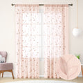 HOMEIDEAS White Sheer Curtains 52 X 63 Inches Length 2 Panels Embroidered Leaf Pattern Pocket Faux Linen Floral Semi Sheer Voile Window Curtains/Drapes for Bedroom Living Room Home & Garden > Decor > Window Treatments > Curtains & Drapes HOMEIDEAS 6-blush Pink W52" X L96" 