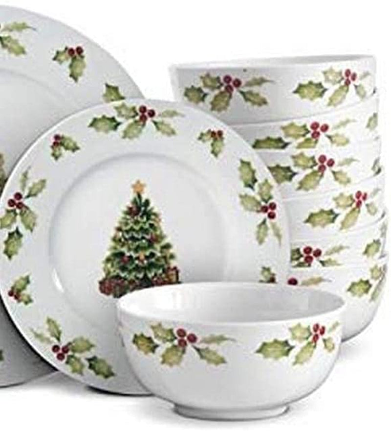 Pfaltzgraff Christmas Day Dinnerware Set, Service for 8, White Home & Garden > Kitchen & Dining > Tableware > Dinnerware Pfaltzgraff   