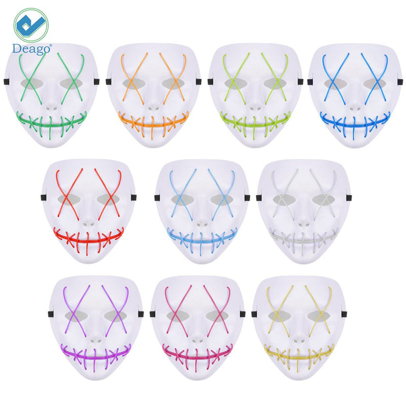 Deago 3 Modes Halloween Scary Mask Cosplay Wire Led Light up Costume Party Mask Purge Movie Apparel & Accessories > Costumes & Accessories > Masks Deago   