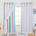 NICETOWN Nursery Curtains for Kids, Farmhouse Blackout Curtain Panels for Bedroom, Double Layer Star Hollow-Out Grommet Aesthetic Living Room Toddler Window Curtains, 2 Pcs, W52 X L84, Biscotti Beige Home & Garden > Decor > Window Treatments > Curtains & Drapes NICETOWN Pink & Blue W52 x L84 