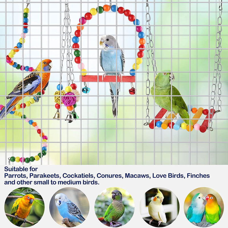 Primepets Bird Parakeet Toys, Bird Cage Swing Toys, 13 Pack, Colorful Hanging Bell Hammock Climbing Ladder Toys for Cockatiel, Conure, Finches, Mynah, Love Birds Animals & Pet Supplies > Pet Supplies > Bird Supplies > Bird Toys PrimePets   
