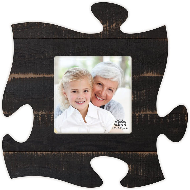 P. Graham Dunn Black Distressed Look 12 X 12 Wood Puzzle Wall Plaque Photo Frame