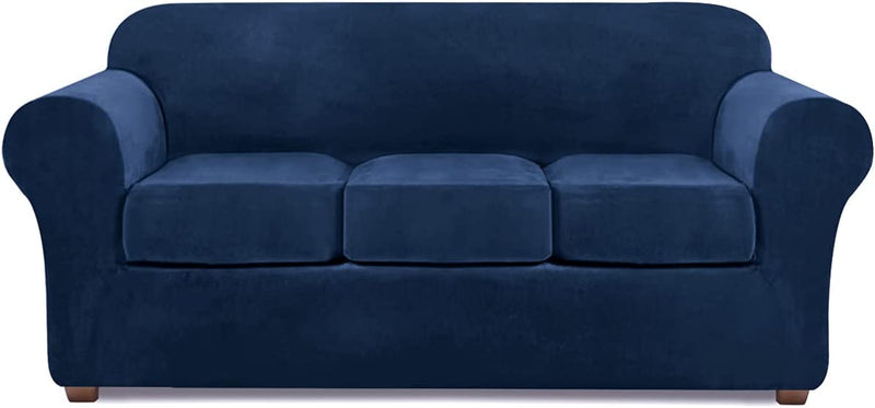 Sofa Covers for 3 Cushion Couch Velvet Sofa Cover for 3 Cushion Couch Slipcover Stretch 4 Piece Couch Cover for Sofa Slipcover Furniture Covers for Couches and Sofas Furniture Protector (Brown) Home & Garden > Decor > Chair & Sofa Cushions NORTHERN BROTHERS Navy Blue Large 