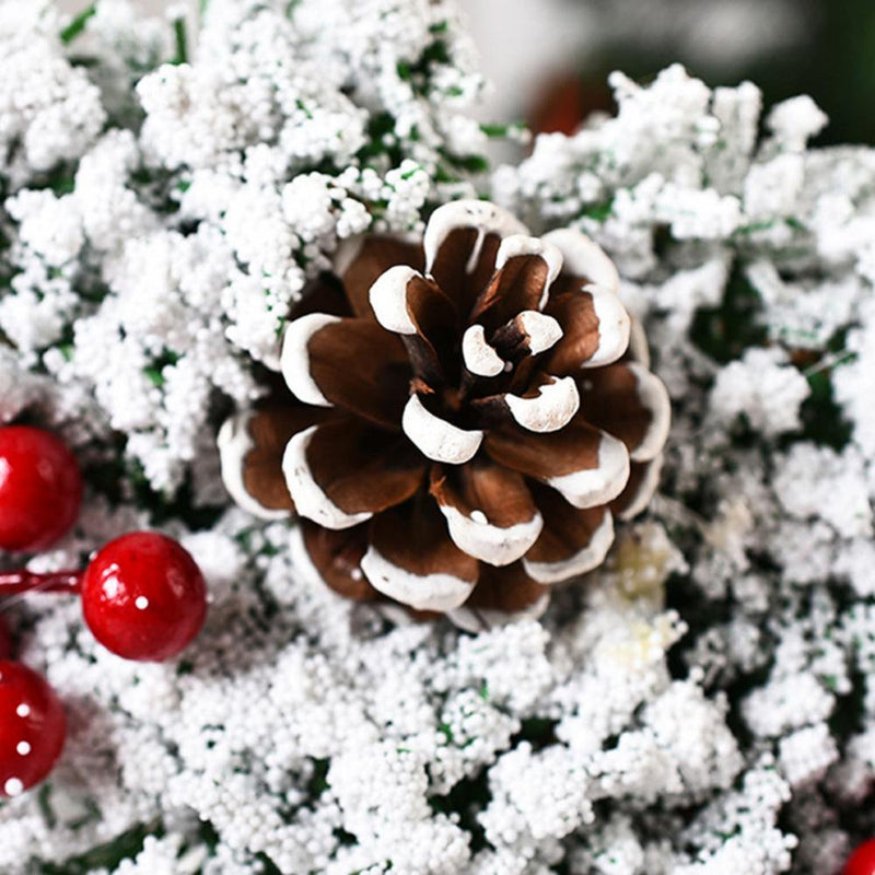 Christmas Wreath 12.6" Artificial Wreath with White Snowflake Pine Cone Red Berry for Christmas Indoor Outdoor Front Door Porch Wall Decoration Xmas Party Supplies (Without Led Light) Home Home & Garden > Decor > Seasonal & Holiday Decorations& Garden > Decor > Seasonal & Holiday Decorations Karlsitek   