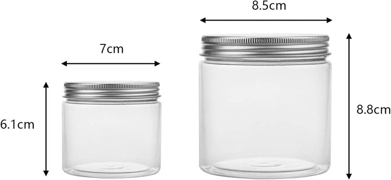 Tebery 18 Pack Clear Plastic Jars Bottles Containers with Silver Metal Lids 12Oz & 5Oz Transparent Storage Container for Slime Kitchen Dry Goods and More Home & Garden > Decor > Decorative Jars Tebery   