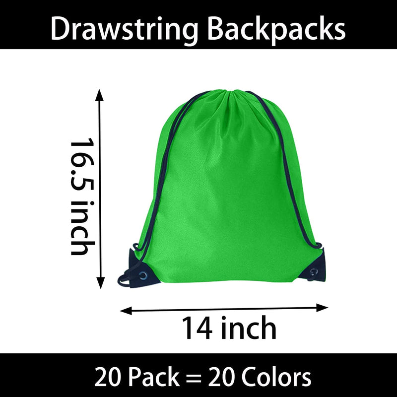 Drawstring Backpack20 Pack in Bulk Drawstring Backpacks Nylon Backpack Cinch Bags 20 Colors for School Party Gym Sport Trip Home & Garden > Household Supplies > Storage & Organization CAIHONG   