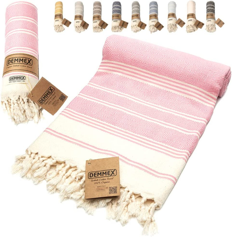 DEMMEX Certified 100% Organic Cotton & Organic Dye Prewashed XL Diamond Weave Turkish Cotton Towel Peshtemal Blanket for Bath,Beach,Pool,Spa,Gym, 71X36 Inches,14 Oz (Coffee) Home & Garden > Linens & Bedding > Towels DEMMEX Sugar Pink  