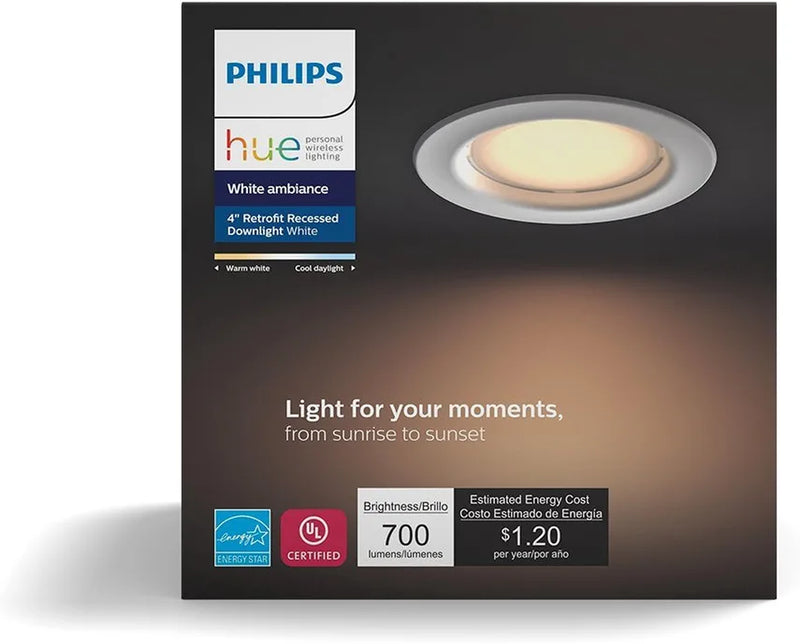 Philips Hue White Ambiance Dimmable LED Smart Retrofit Recessed Downlight (4-Inch Compatible with Alexa Apple Homekit and Google Assistant) Home & Garden > Lighting > Flood & Spot Lights CQMTO   