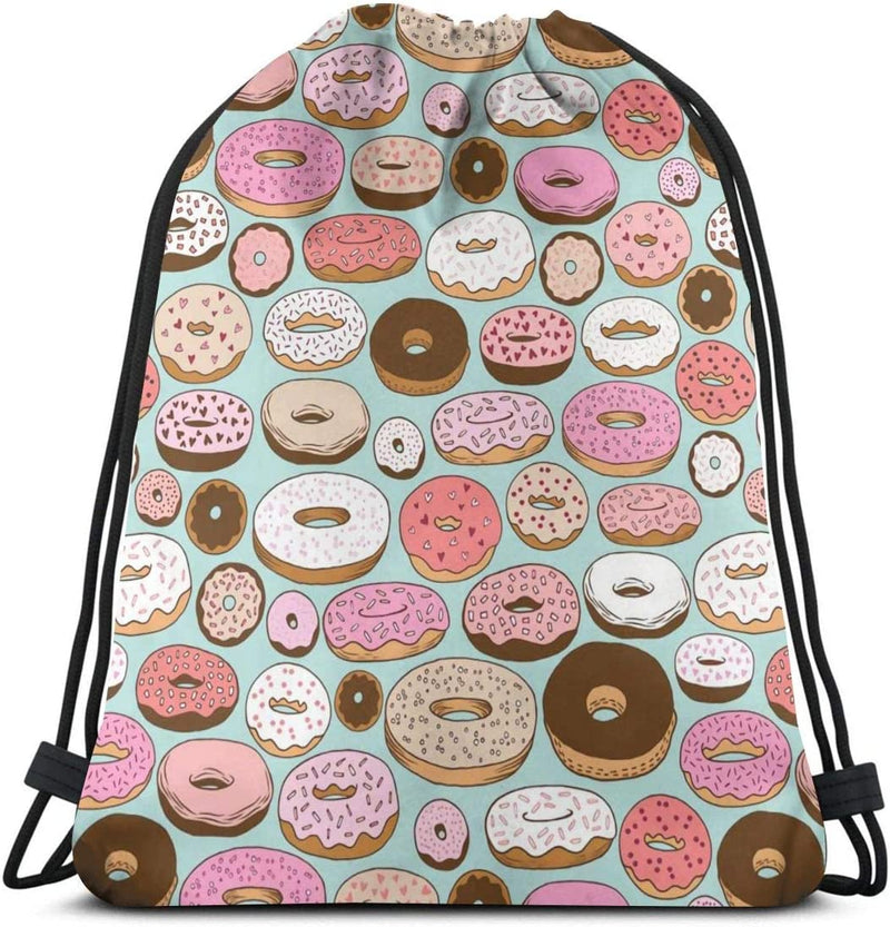 Love Volleyball Unisex Drawstring Backpack Bag Sport Gym Travel Sackpack Home & Garden > Household Supplies > Storage & Organization YISHOW Various Delicious Doughnut  