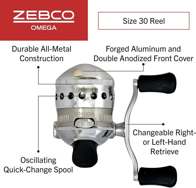 Zebco Omega Spincast Fishing Reel, 7 Bearings (6 + Clutch), Instant Anti-Reverse with a Smooth Dial-Adjustable Drag, Powerful All-Metal Gears and Spare Spool Sporting Goods > Outdoor Recreation > Fishing > Fishing Reels Zebco Brands   