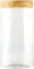 QINXI Empty Transparent Plastic Bottles with Wooden Lid Container Kitchen Food Tea Coffee Storage Bottles Jars Home & Garden > Decor > Decorative Jars QINXI (A)1000ml  