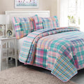 Cozy Line Home Fashions 100% Cotton Real Patchwork Pink Blue Green Reversible Quilt Bedding Set, Bedspread, Coverlet (Pink Plaid, Twin - 2 Piece) Home & Garden > Linens & Bedding > Bedding Cozy Line Home Fashions Pink Plaid Twin - 2 Piece 