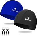 2 Pack Lycra Swim Caps for Women Men, High Elasticity Spandex Fabric Swimming Caps for Long/Short Hair, Comfortable Swim Hats with Ear Plugs & Nose Clip Sporting Goods > Outdoor Recreation > Boating & Water Sports > Swimming > Swim Caps HUNAN MYSTYLE SPORT CO.，LTD. Black+Blue  
