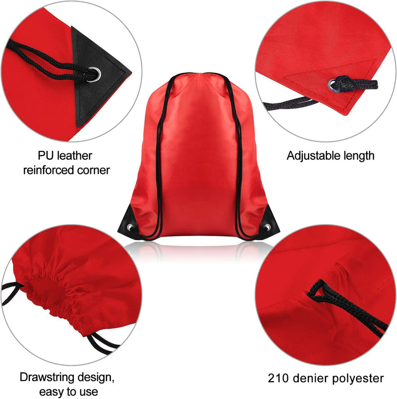 FEPITO 22 Pack Drawstring Bags String Backpack Bulk School Backpack Bag Sack Cinch Bag Sport Bags for Gym Traveling (Red) Home & Garden > Household Supplies > Storage & Organization FEPITO   