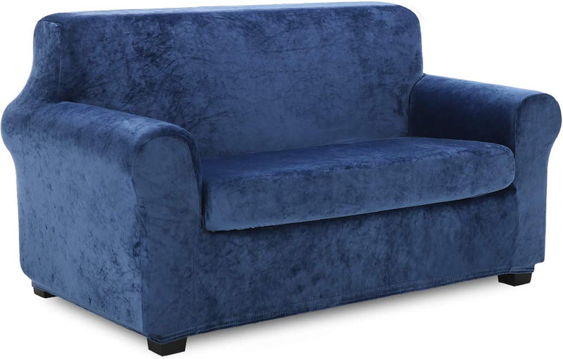 TIANSHU 2 Piece Sofa Slipcover, Stretch Oversized Couch Cover for 4 Cushion, Sofa Cover for Living Room,Stylish Jacquard Furniture Cover Protector (XL Sofa, Chocolate) Home & Garden > Decor > Chair & Sofa Cushions TIANSHU Velvet Aegean Blue Loveseat 