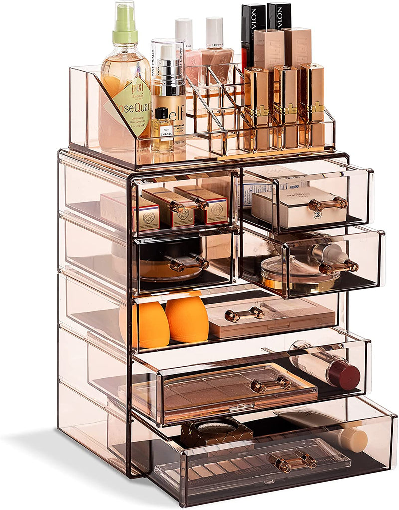 Sorbus Clear Cosmetic Makeup Organizer - Make up & Jewelry Storage, Case & Display - Spacious Design - Great Holder for Dresser, Bathroom, Vanity & Countertop (4 Large, 2 Small Drawers) Home & Garden > Household Supplies > Storage & Organization Sorbus Bronze Glow 3 Large, 4 Small Drawers 