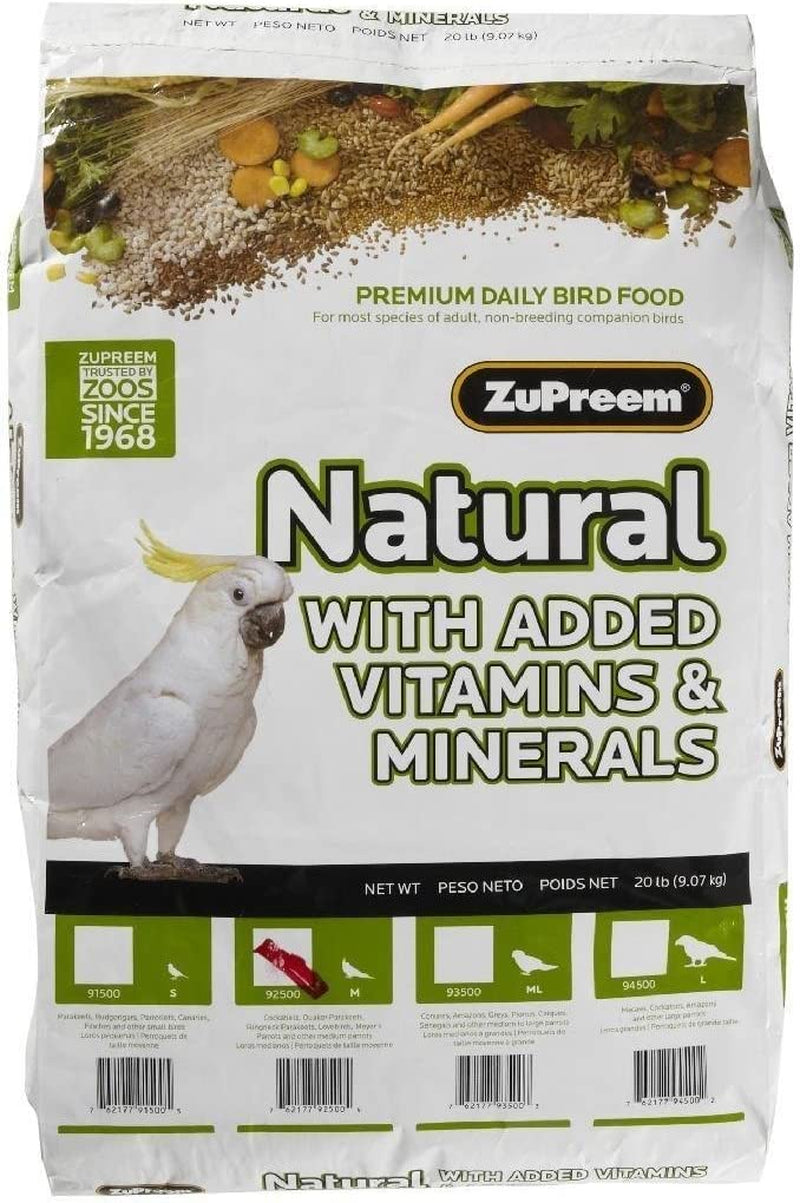 Zupreem 230354 Natural Medium Bird Food, 20-Pound Animals & Pet Supplies > Pet Supplies > Bird Supplies > Bird Food Phillips Feed & Pet Supply   