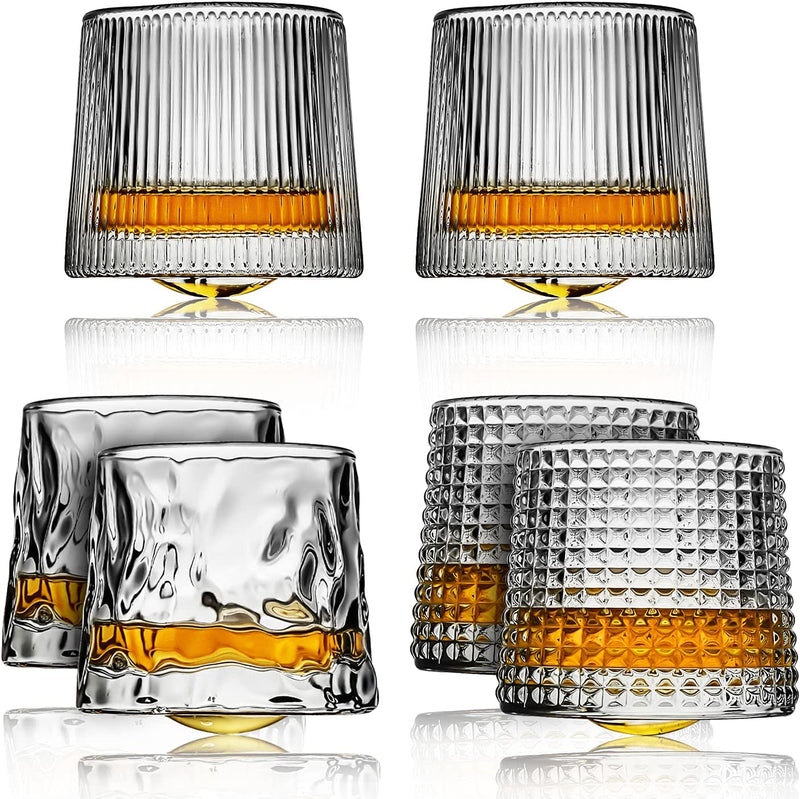 LOVWISH Spinning Old Fashioned Whiskey Glasses, Set of 2 Rocks Glasses - Bar Glasses for Drinking Bourbon, Scotch, Cocktails, Cognac, Tequila, Irish, Brandy Home & Garden > Kitchen & Dining > Barware LOVWISH all style  