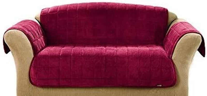 Surefit Deluxe Microban Sofa Furniture Cover, Quilted Velvet Polyester, Machine Washable, Ivory Home & Garden > Decor > Chair & Sofa Cushions SureFit Burgundy Color Loveseat 