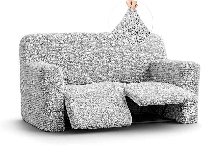 Recliner Sofa Cover - Reclining Couch Slipcover - Soft Polyester Fabric Slipcover - 1-Piece Form Fit Stretch Furniture Protector - Microfibra Collection - Silver Grey (Couch Cover) Home & Garden > Decor > Chair & Sofa Cushions PAULATO BY GA.I.CO. Light Grey Reclining Loveseat 