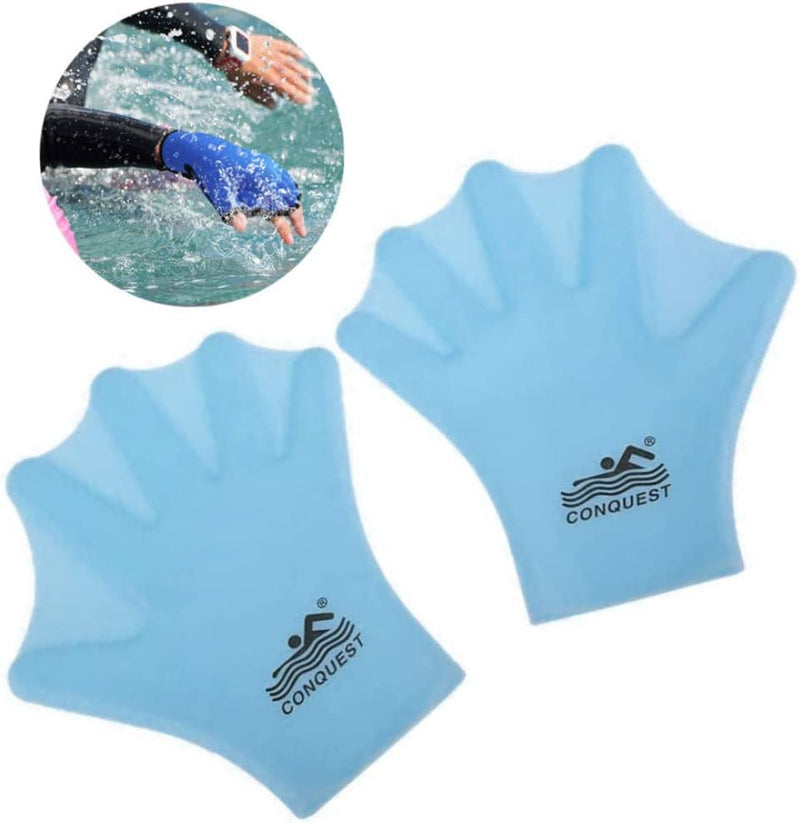 Beito Aquatic Gloves Webbed Gloves Swimming Paddles Water Skiing Gloves Full Finger Hand Flippers for Men Women Diving Surfing Training - Yellow 1Pair.