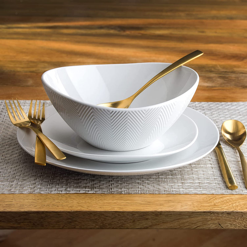 Euro Ceramica Essential Collection Porcelain Dinnerware and Serveware, 16 Piece Set, Service for 4, Classic White
