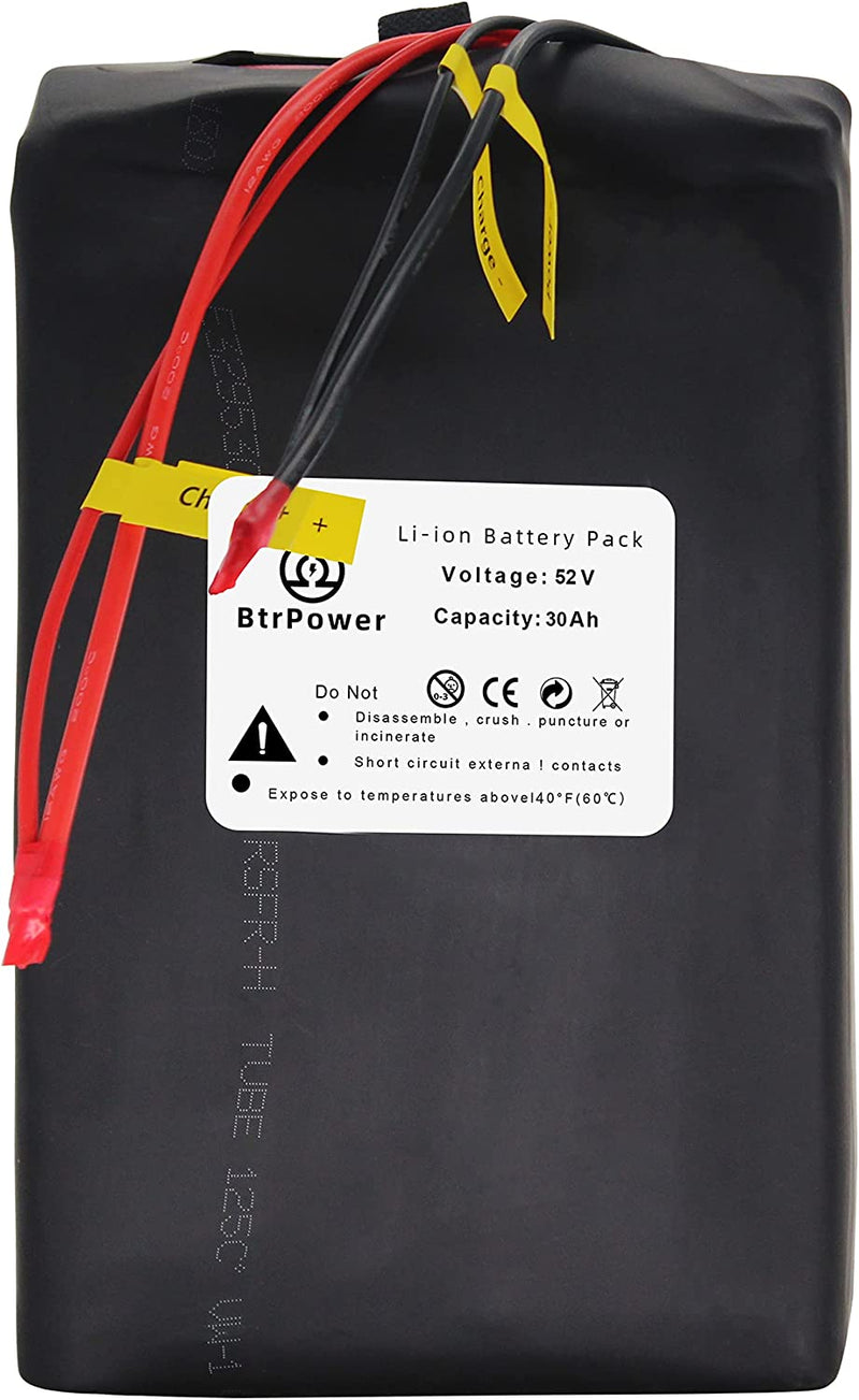 Btrpower Ebike Battery 48V 10AH 18AH 20AH 30AH 50AH Lithium Ion / Lifepo4 Battery Pack with 5A Charger,50A BMS for 300W-3000W Motor Sporting Goods > Outdoor Recreation > Cycling > Bicycles BtrPower 52V 30AH Lithinum ion  