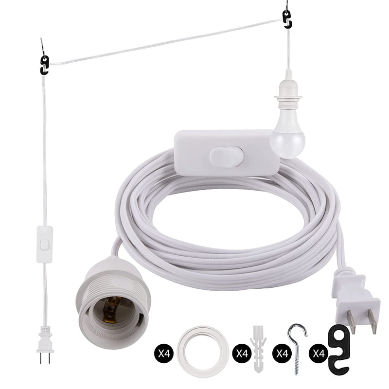 Araylight 2-Pack15 Feet Pendant Light Cord, Hanging Lantern Cord with on off Switch, Plug in Pendant Light Kit E26/E27 Light Socket for Living Room Bedroom Decor
