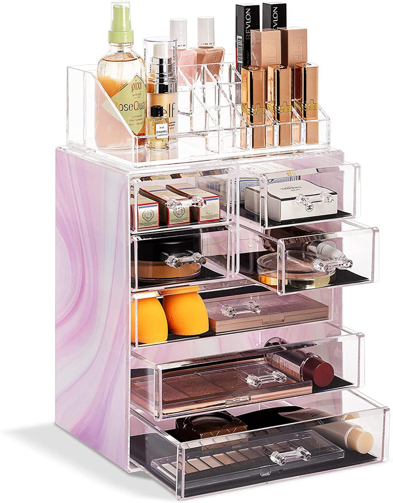Sorbus Clear Cosmetic Makeup Organizer - Make up & Jewelry Storage, Case & Display - Spacious Design - Great Holder for Dresser, Bathroom, Vanity & Countertop (4 Large, 2 Small Drawers) Home & Garden > Household Supplies > Storage & Organization Sorbus Tie Dye 3 Large, 4 Small Drawers 