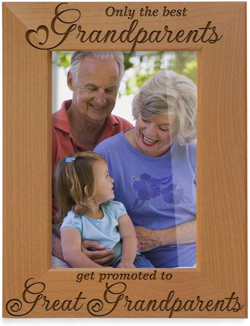 Only the Best Grandparents Get Promoted to Great Grandparents Engraved Natural Wood Picture Frame, Grandma Grandpa Gifts, Grandparents Day Gifts, Mother'S Day, Father'S Day (4" X 6" Horizontal) Home & Garden > Decor > Picture Frames KATE POSH 4" x 6" Vertical  