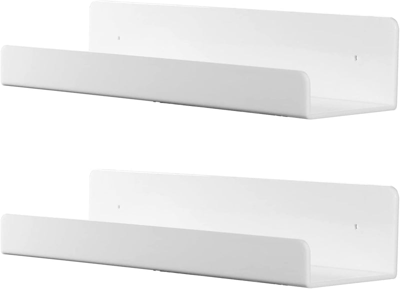 Cq Acrylic 15" Invisible Acrylic Floating Wall Ledge Shelf, Wall Mounted Nursery Kids Bookshelf, Invisible Spice Rack,Black 5MM Thick Bathroom Storage Shelves Display Organizer, 15" L,Set of 4 Furniture > Shelving > Wall Shelves & Ledges Cq acrylic White 15" Pack of 2 