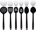 Culinary Couture Aqua Sky Silicone Cooking Utensils Set - Sturdy Steel Inner Core - Spatula, Mixing & Slotted Spoon, Ladle, Pasta Server, Drainer - Heat Resistant Kitchen Tools - Bonus Recipe Ebook Home & Garden > Kitchen & Dining > Kitchen Tools & Utensils Culinary Couture Black  