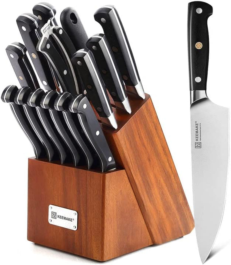 KEEMAKE Kitchen Knife Set without Block, Professional Sharp Chef Knife Set with Gift Box, German 4116 Stainless Steel Cooking Knives Set for Kitchen with Pakkawood Handle, 6 Piece Home & Garden > Kitchen & Dining > Kitchen Tools & Utensils > Kitchen Knives KEEMAKE 15pcs Knife Set with Block  
