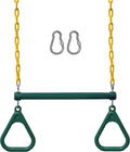 Jungle Gym Kingdom 18" Trapeze Swing Bar Rings 48" Heavy Duty Chain Swing Set Accessories & Locking Carabiners (Green) Sporting Goods > Outdoor Recreation > Winter Sports & Activities Jungle Gym Kingdom Green  