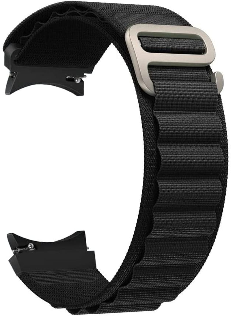 Nylon Watch Band Compatible with Samsung Watch 5 Pro 45Mm / Galaxy Watch 5 40Mm 44Mm / Galaxy Watch 4 40Mm 44Mm / Watch 4 Classic 42Mm 46Mm Bands, Alpine Loop Woven Sport Strap for Men Women - Black