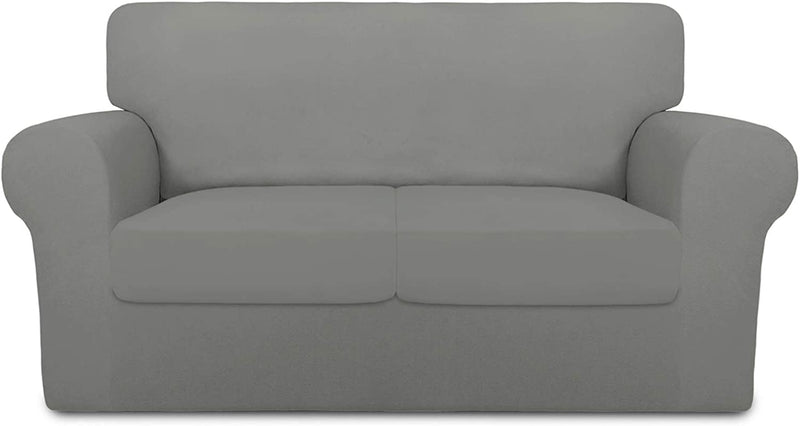 Purefit 4 Pieces Super Stretch Chair Couch Cover for 3 Cushion Slipcover – Spandex Non Slip Soft Sofa Cover for Kids, Pets, Washable Furniture Protector (Sofa, Brown) Home & Garden > Decor > Chair & Sofa Cushions PureFit Light Gray Medium 