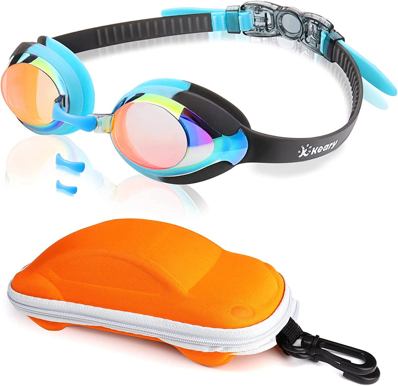 Keary 2 Pack Kids Swim Goggles for Toddler Kids Youth(3-12),Anti-Fog Waterproof Anti-Uv Clear Vision Water Pool Goggles Sporting Goods > Outdoor Recreation > Boating & Water Sports > Swimming > Swim Goggles & Masks Keary Z-mirrored Black(1 Pack With Car Case)  