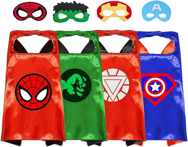 VOSOE Superhero Capes and Masks Cosplay Costumes Birthday Party Christmas Halloween Dress up Gift for Kids  VOSOE Hulk 4 Sets  