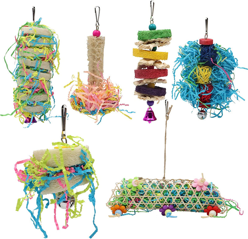 ZOCONE Bird Toys, Bird Foraging Toys, Bird Chewing Toys, Edible Seagrass Woven Parrot Toys, Loofah Hanging Bird Toys for Cockatiels, Parakeets, Medium/Small Parrots, Finch, Lovebirds Animals & Pet Supplies > Pet Supplies > Bird Supplies > Bird Toys ZOCONE NO.4  