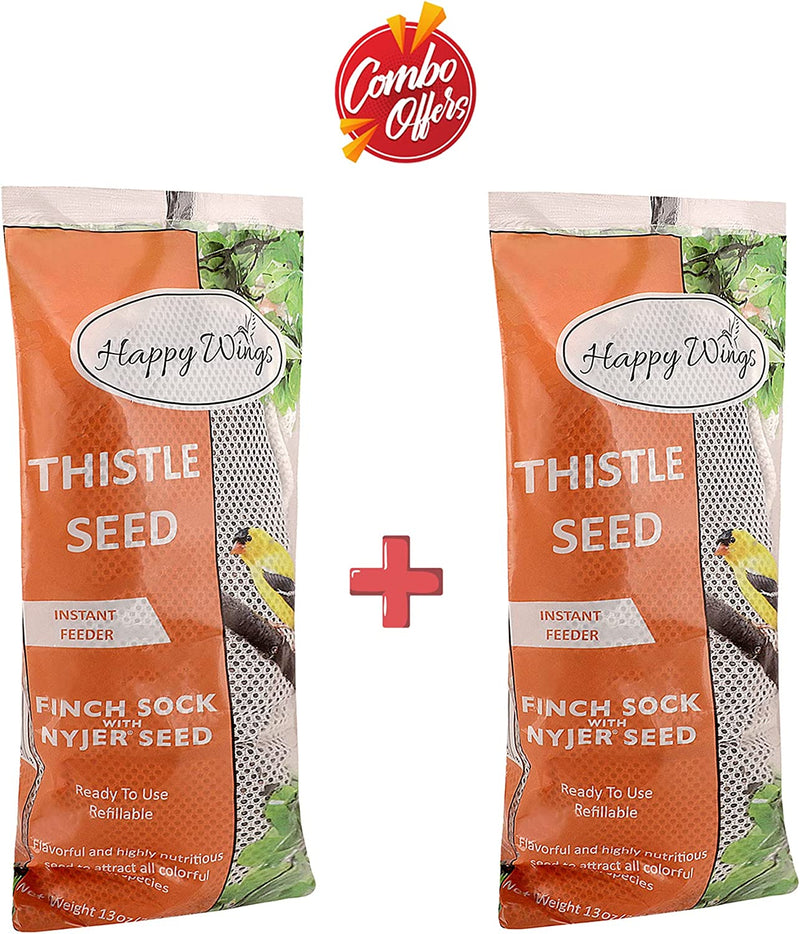 Happy Wings Nyjer/Thistle Seeds Wild Bird Food - (Pack of 2, 13 Ounce X 2) | Prefilled Sock | No Growth Seed | Bird Seeds for Wild Birds Animals & Pet Supplies > Pet Supplies > Bird Supplies > Bird Food ASA Agrotech   